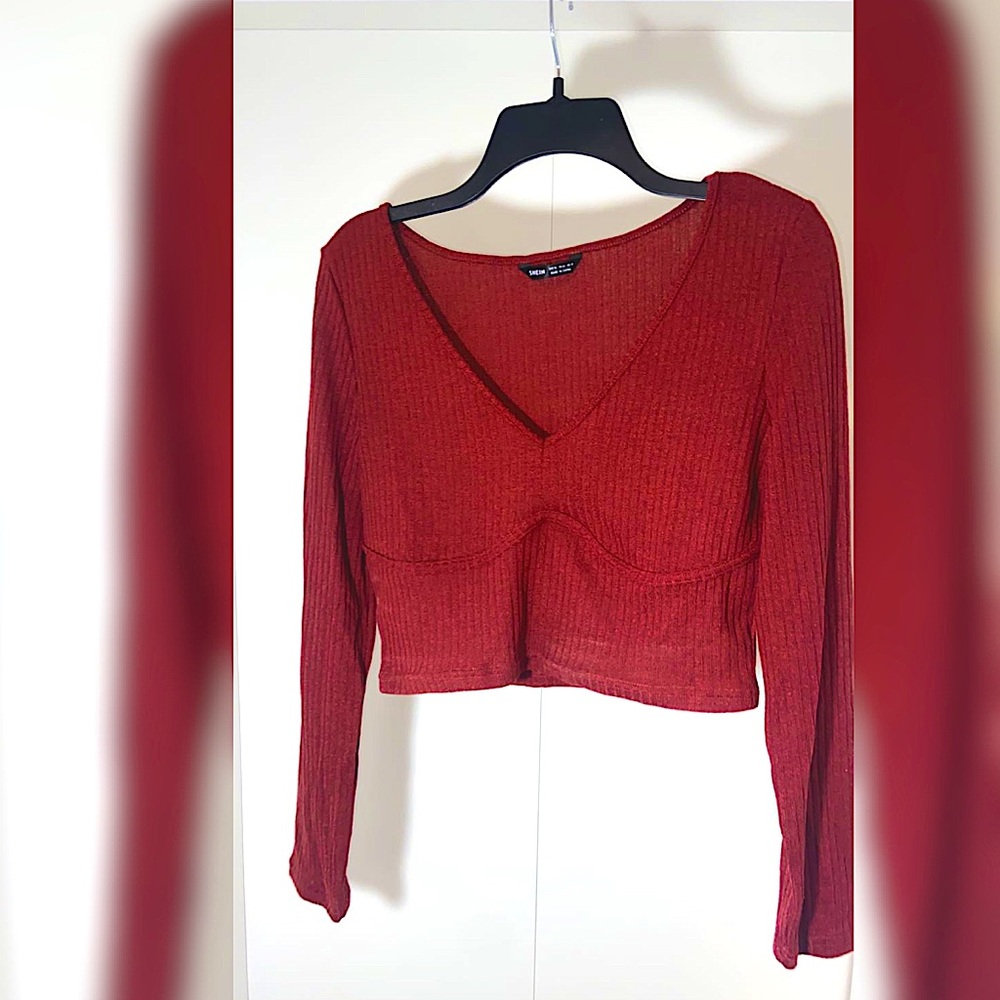 Long Sleeve Wine Fashion Top